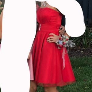 a red short dress